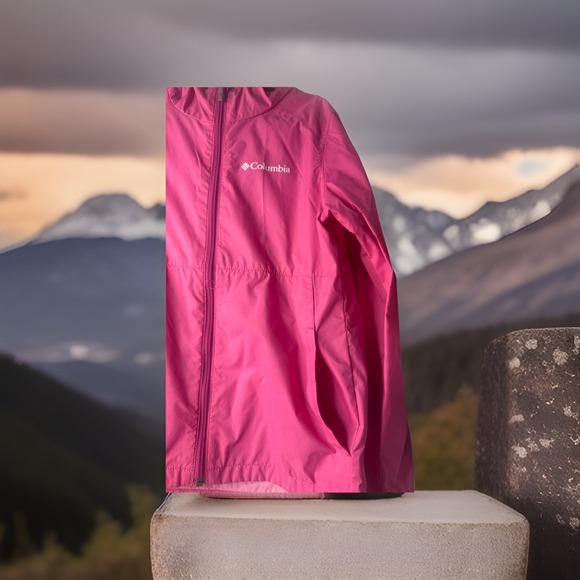 Columbia Kids Girls Pink rain Jacket Switchback Size S, 7-8 - Picture 4 of 16